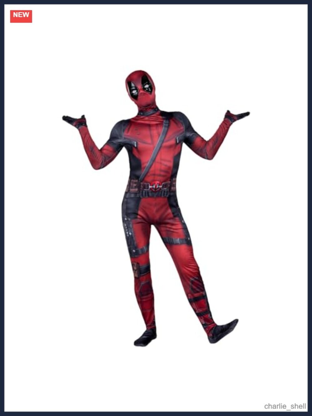 Deadpool Official Adult Deluxe Zentai Costume Halloween Stretch Spandex Jumpsuit